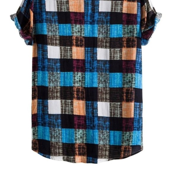 Multicolor Men's Plaid Print Shirt Casual - Picture 4 of 6